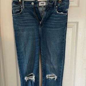 Paige Sarah Slim Crop Women's Blue Distressed Jeans